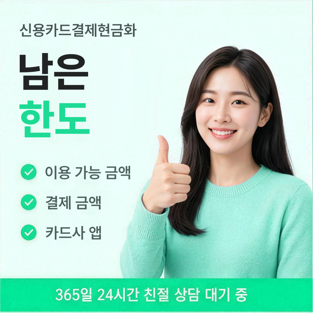다음머니 신용카드결제현금화 남은 한도 확인 안내